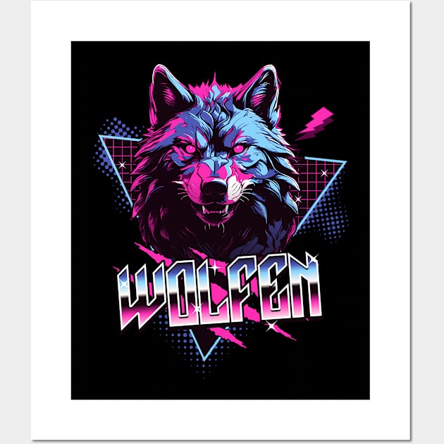 Wolfen - 80s Retro Menacing Wolf Wall Art by Contentarama